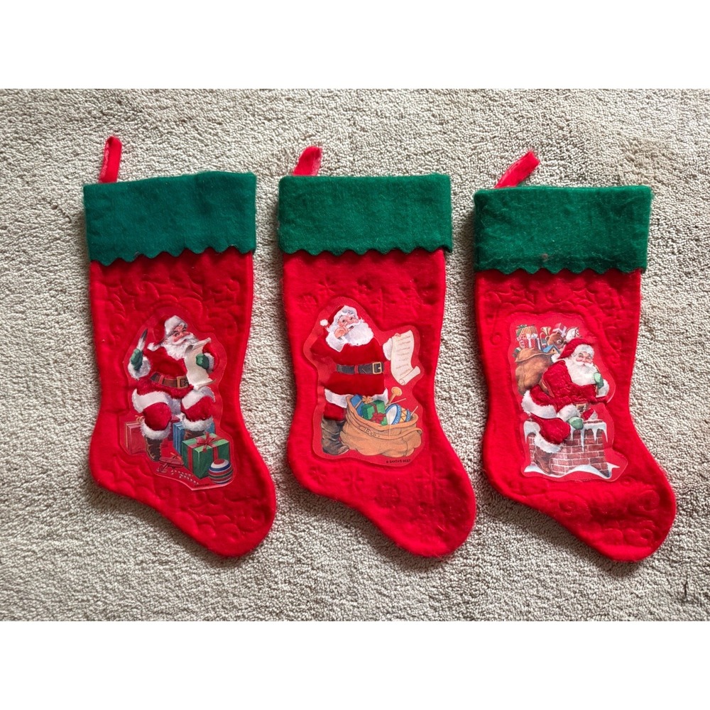 Vintage Christmas Stocking Santa's Best Homemade Felt